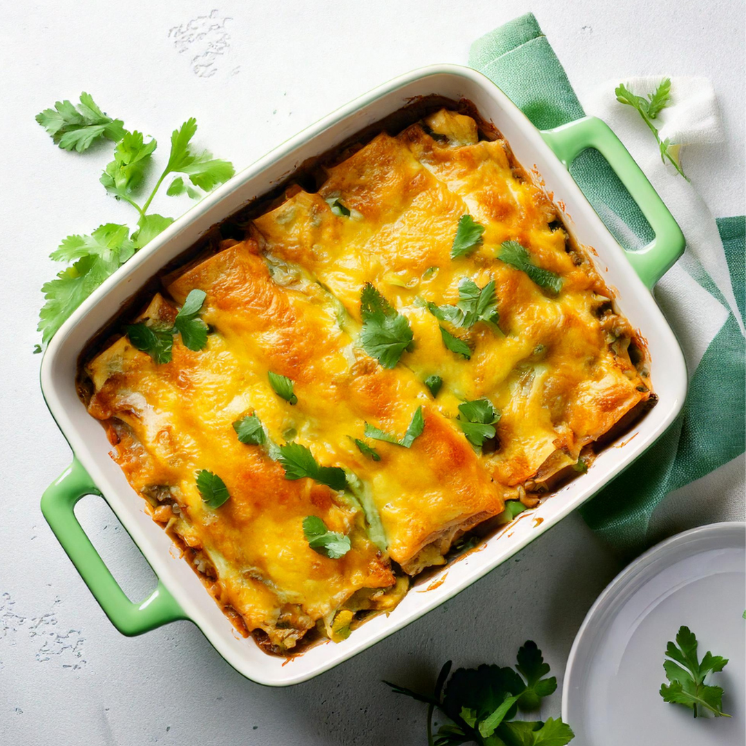 Green Chicken Enchilada Bake